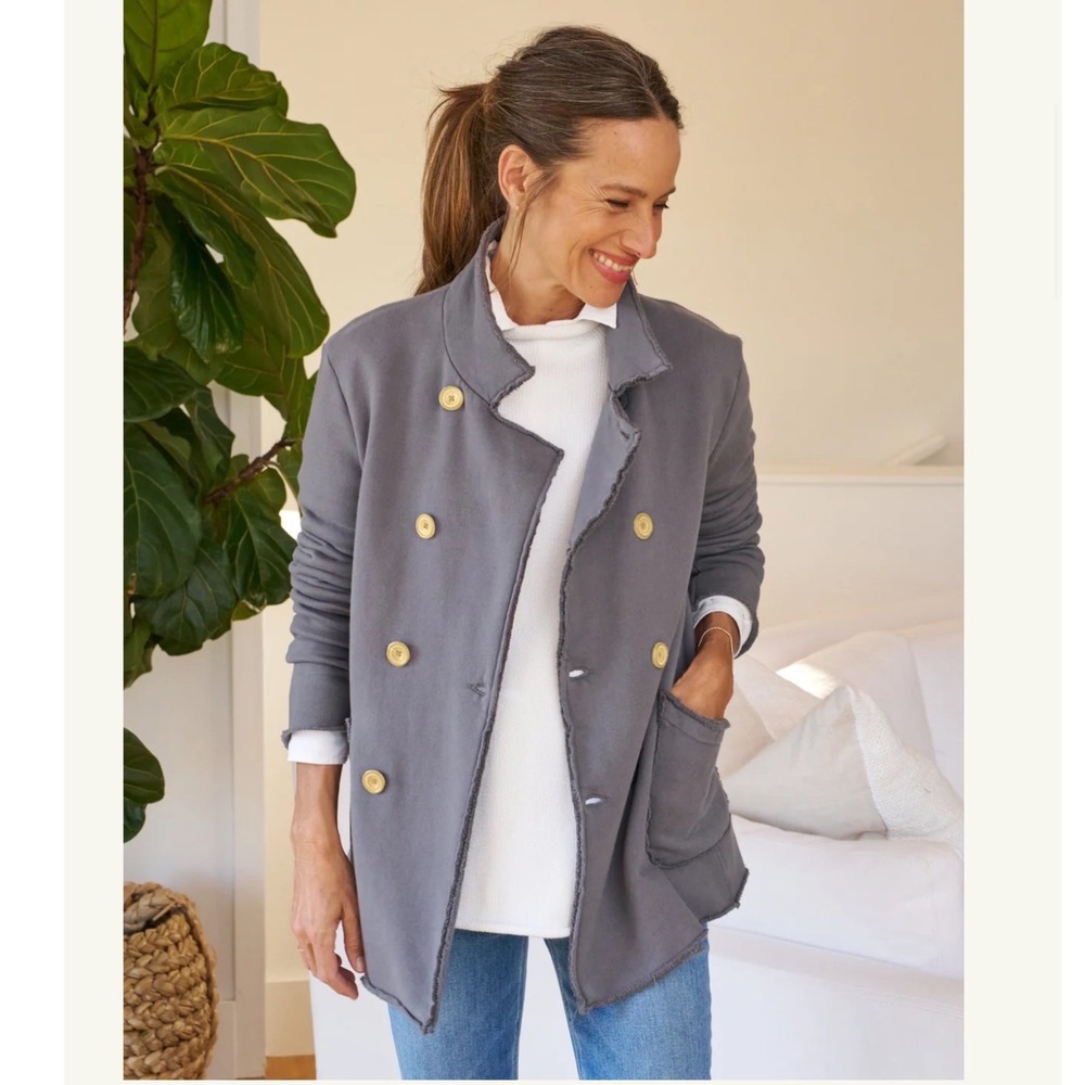 Frank & Eileen Belfast Trench Coat Triple Fleece In Elephant Gray Size XS Jacket